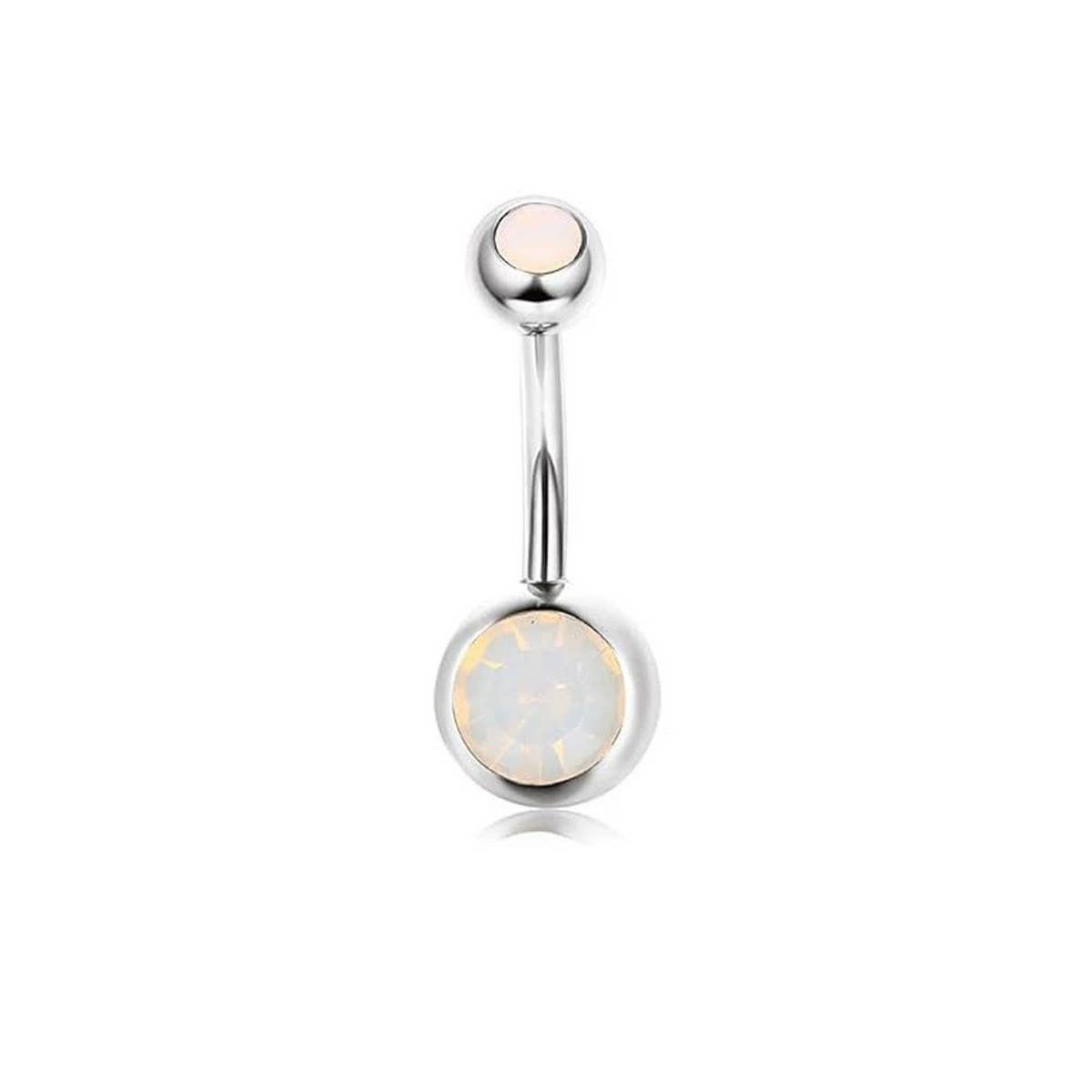 Double Gem Belly Button Ring ? Stainless Steel