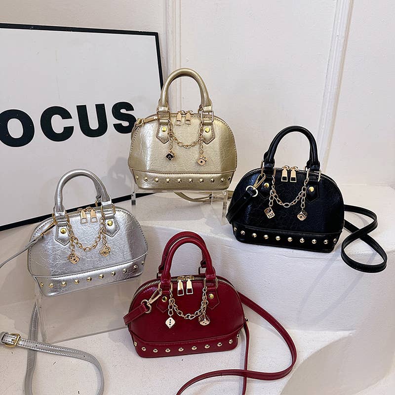 Fashionable riveted single-shoulder bag