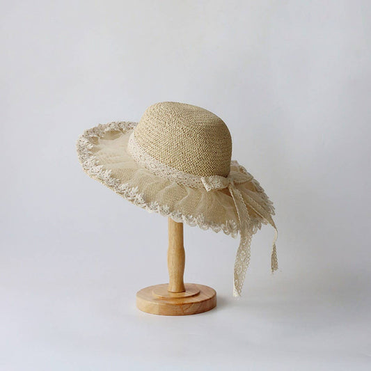 Summer hand-woven lace straw hat for women_CWAH3508