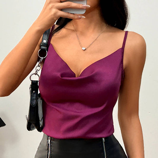 Women¡¯s Sexy Satin Cami Top with Loose Fit