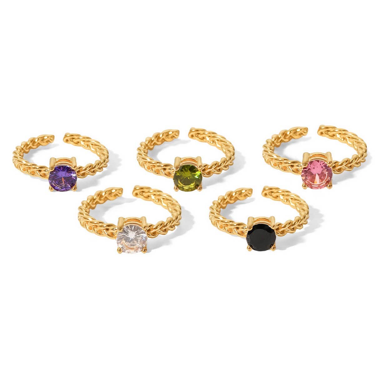 ZIRCON INLAY RINGS ADJUSTABLE TITANIUM STEEL RINGS_CWAJE1238