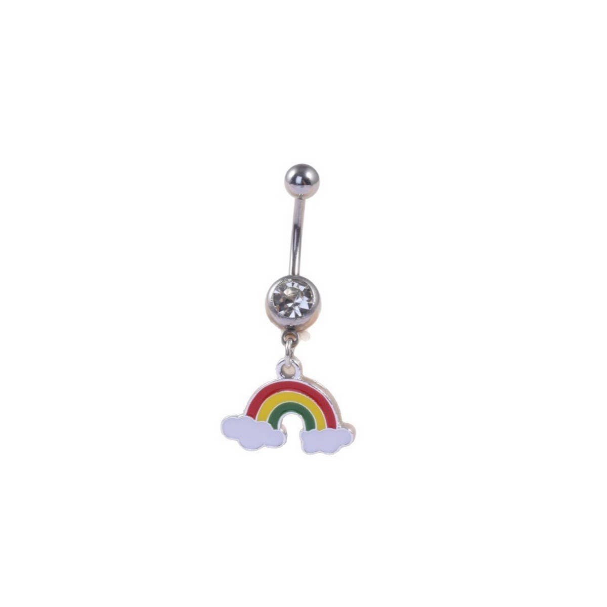 Rainbow Dangle Belly Ring Stainless Steel CZ_CWMM9331