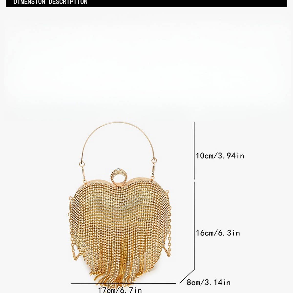 TASSEL SHINY HEART BAG DIAMOND BAG CLUTCH BAG_CWAB3250