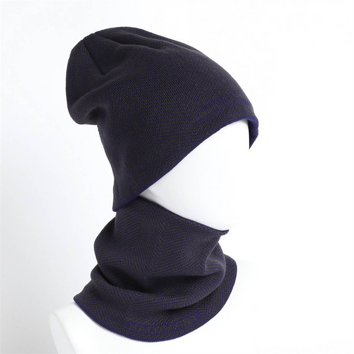 HERRINGBONE HOOD AND SCARF TWO-PIECE SET