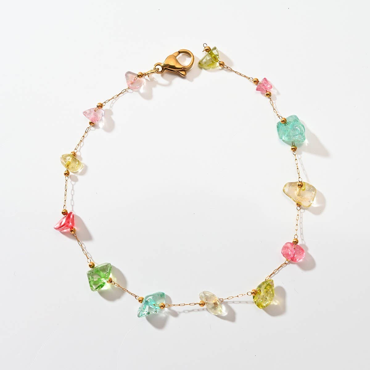 Stainless Steel Anklet with Colorful Stone Beads_CWAJE4612