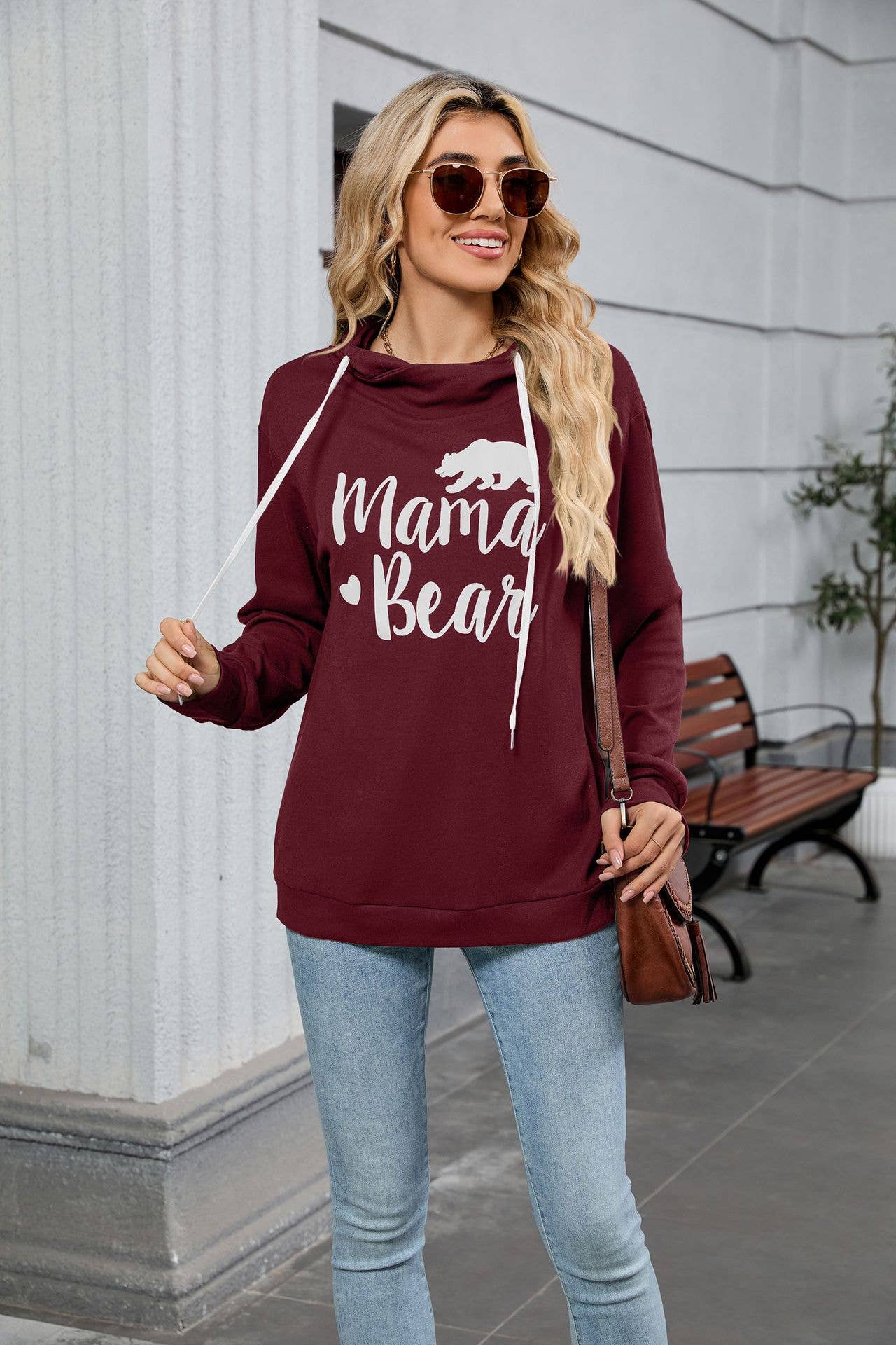 Hooded loose long-sleeved casual sweatshirt