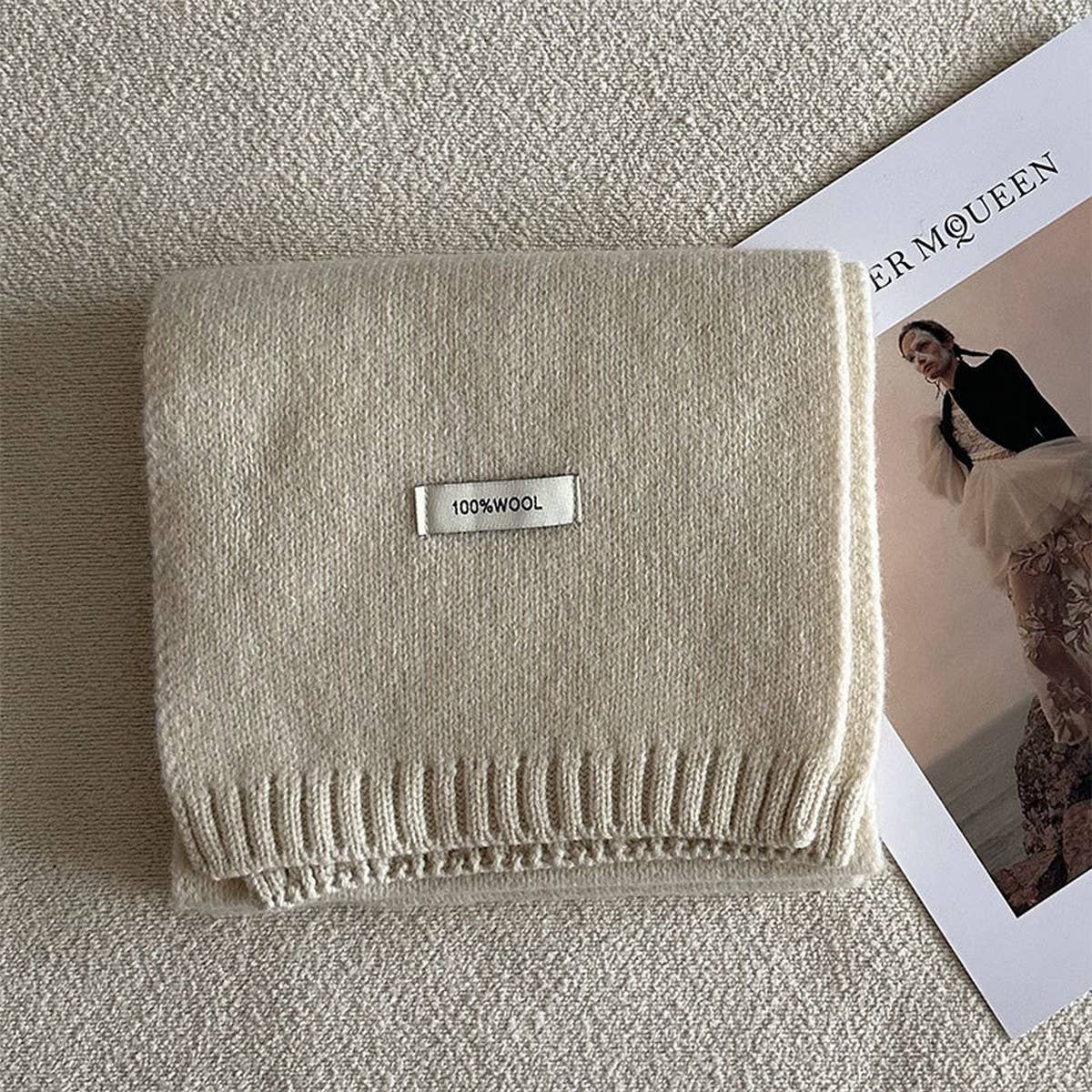 Wool Knit Narrow Scarf - Warm Winter Neck Scarf_CWASC2279