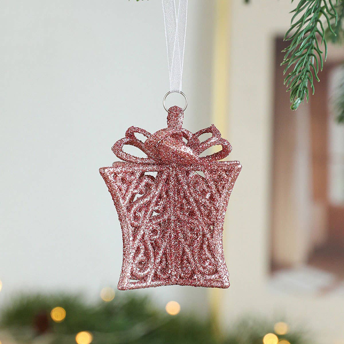 Pink Gold Glitter Xmas Tree Hanging Decoration_CWMM9761