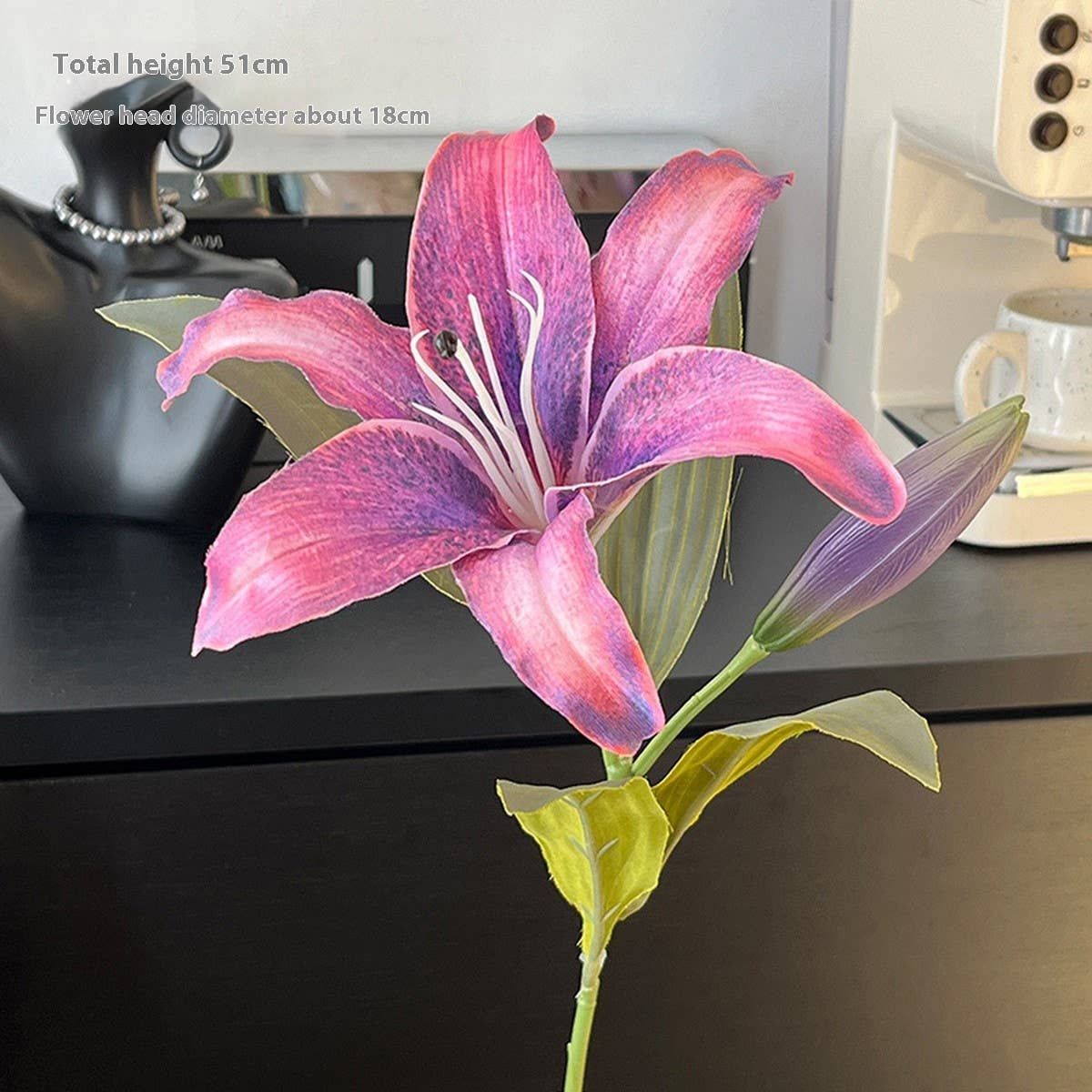 Vintage Autumn Artificial Lily with Bud and Bloom