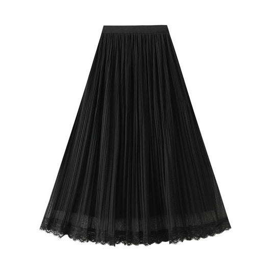 DRAPE PLEATED SKIRT A-LINE SKIRT WITH WIDE SWING