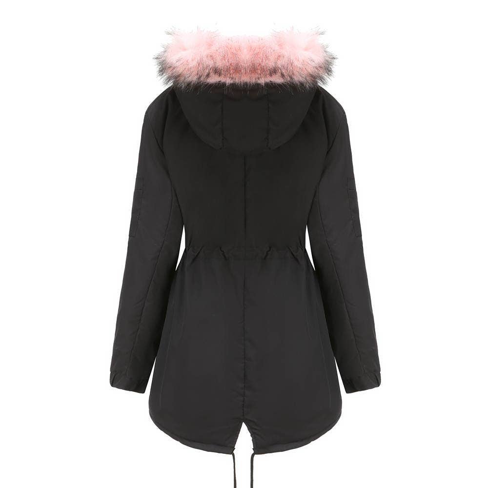 HOODED WARM PADDED JACKET WITH FLEECE