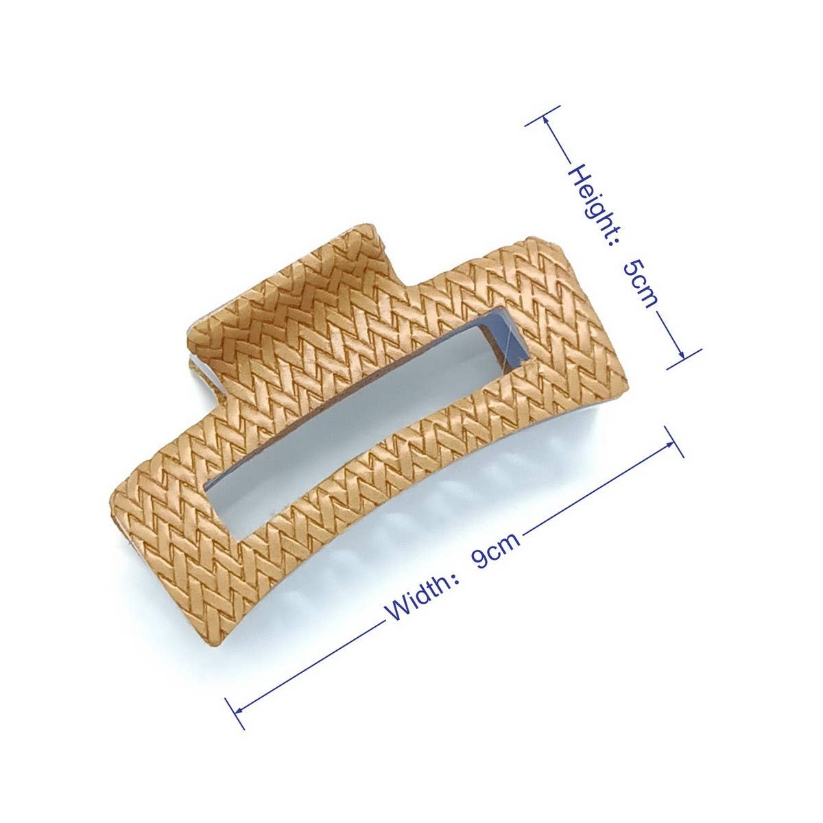 Natural Woven PU Leather Square Hair Claw