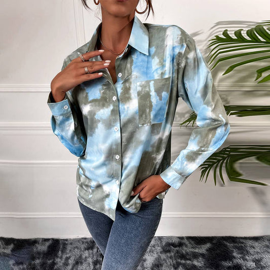 STYLISH CASUAL LAPEL TIE-DYE LONG-SLEEVED SHIRT