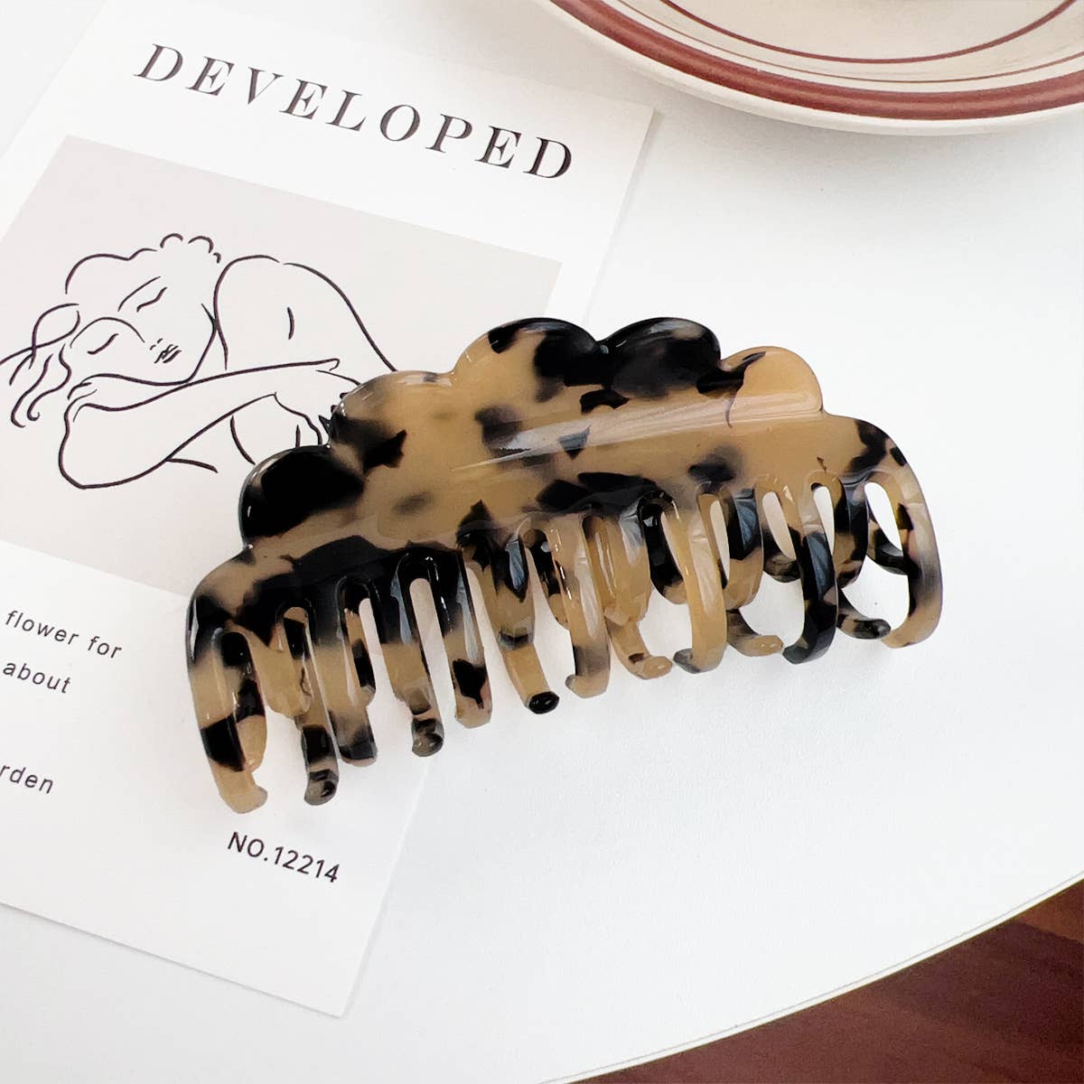 Wavy double-row teeth high-end acetate hair clip