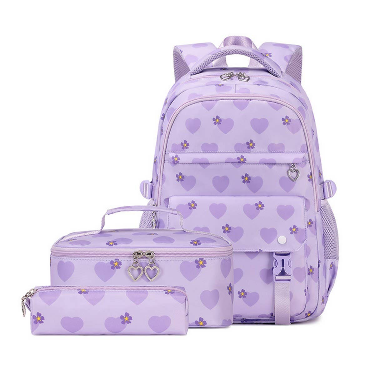 Girls¡¯ Backpacks for School ? 3-Piece Heart Design_CWAB5390