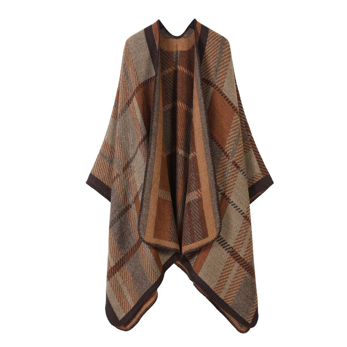 SHAWL FAUX CASHMERE JACQUARD SLIT CAPE