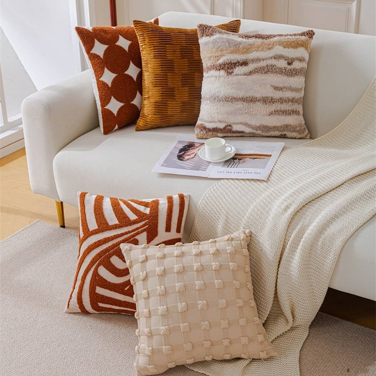 Cream Vintage Sofa Pillow Cover Waist Cushion