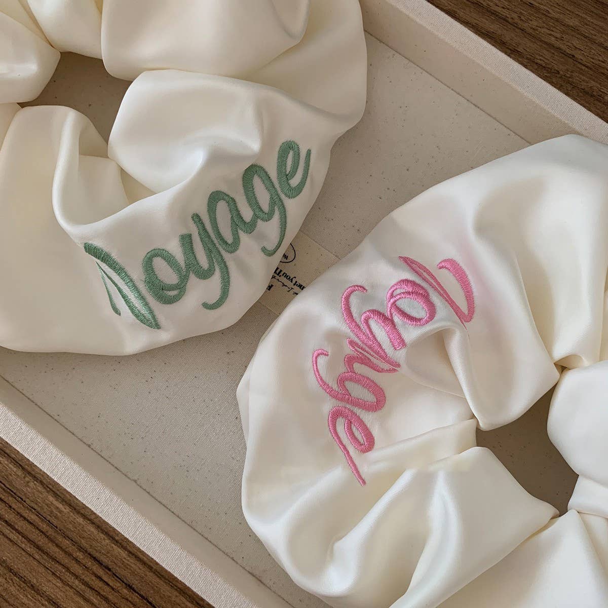 SATIN EMBROIDERED LETTER HEADBAND HAIR ACCESSORIES