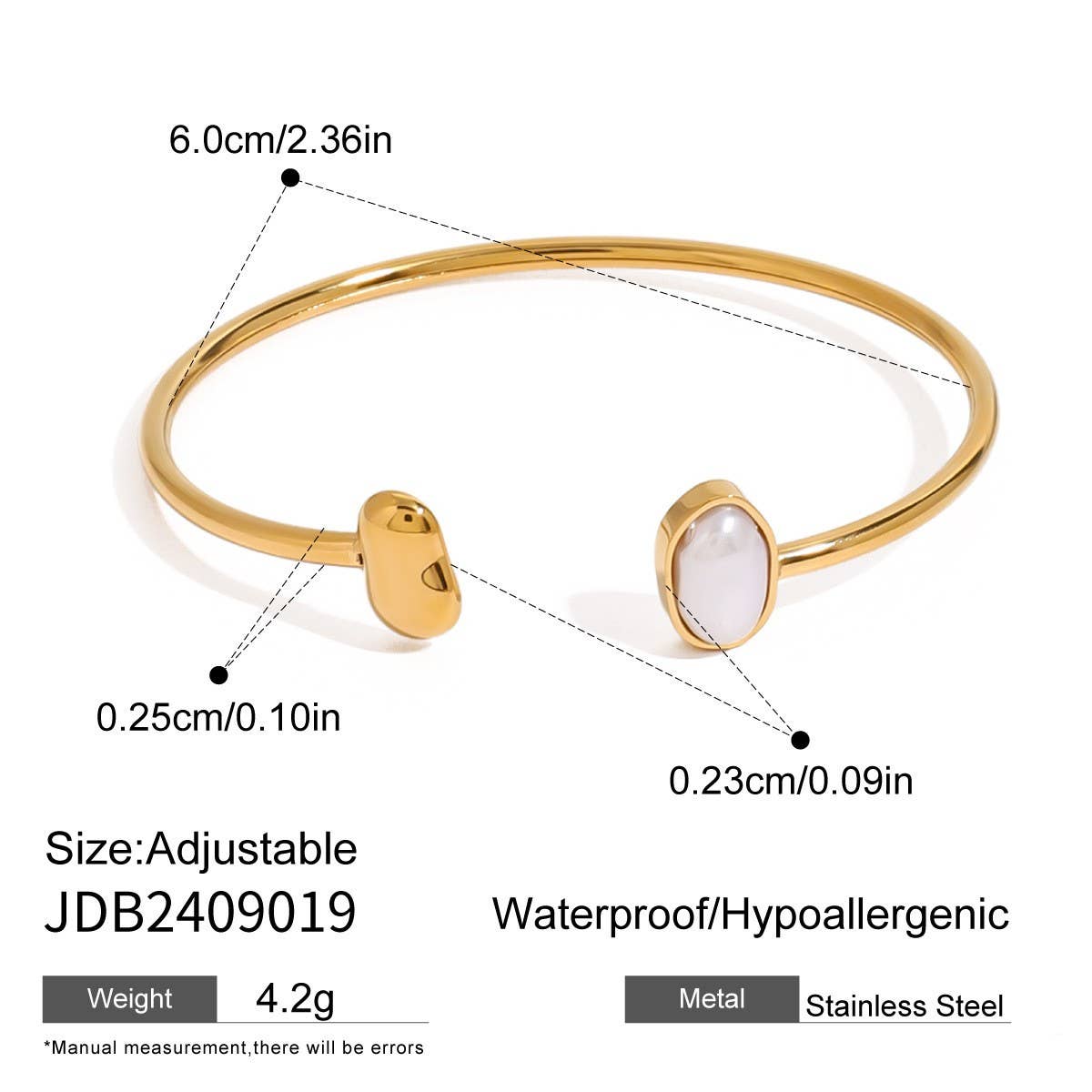 Waterdrop Cuff Bracelet & Stud Earrings Set