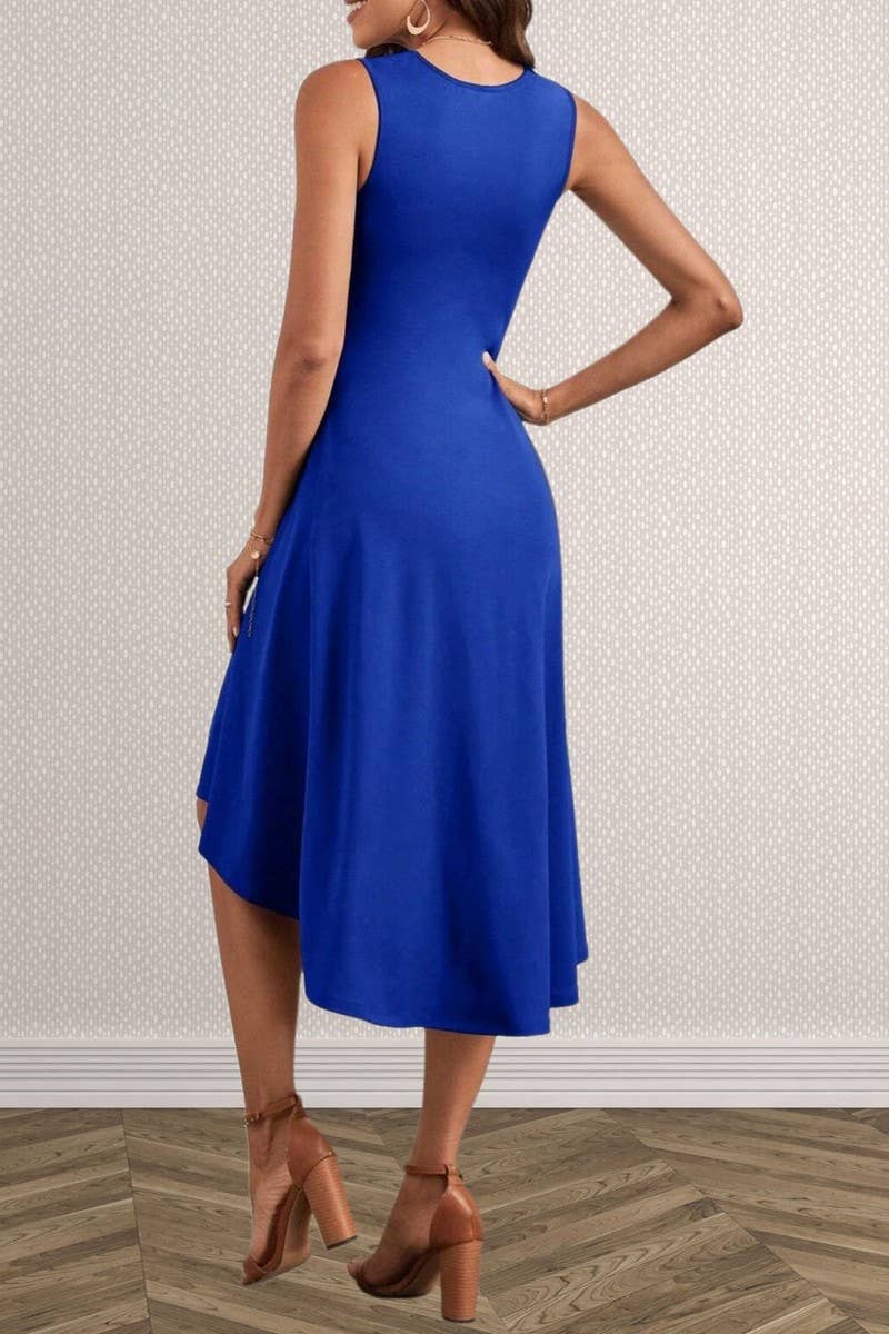 CWDSD8775_SOLID LONG SLEEVE SLIM FIT SLIT DRESS