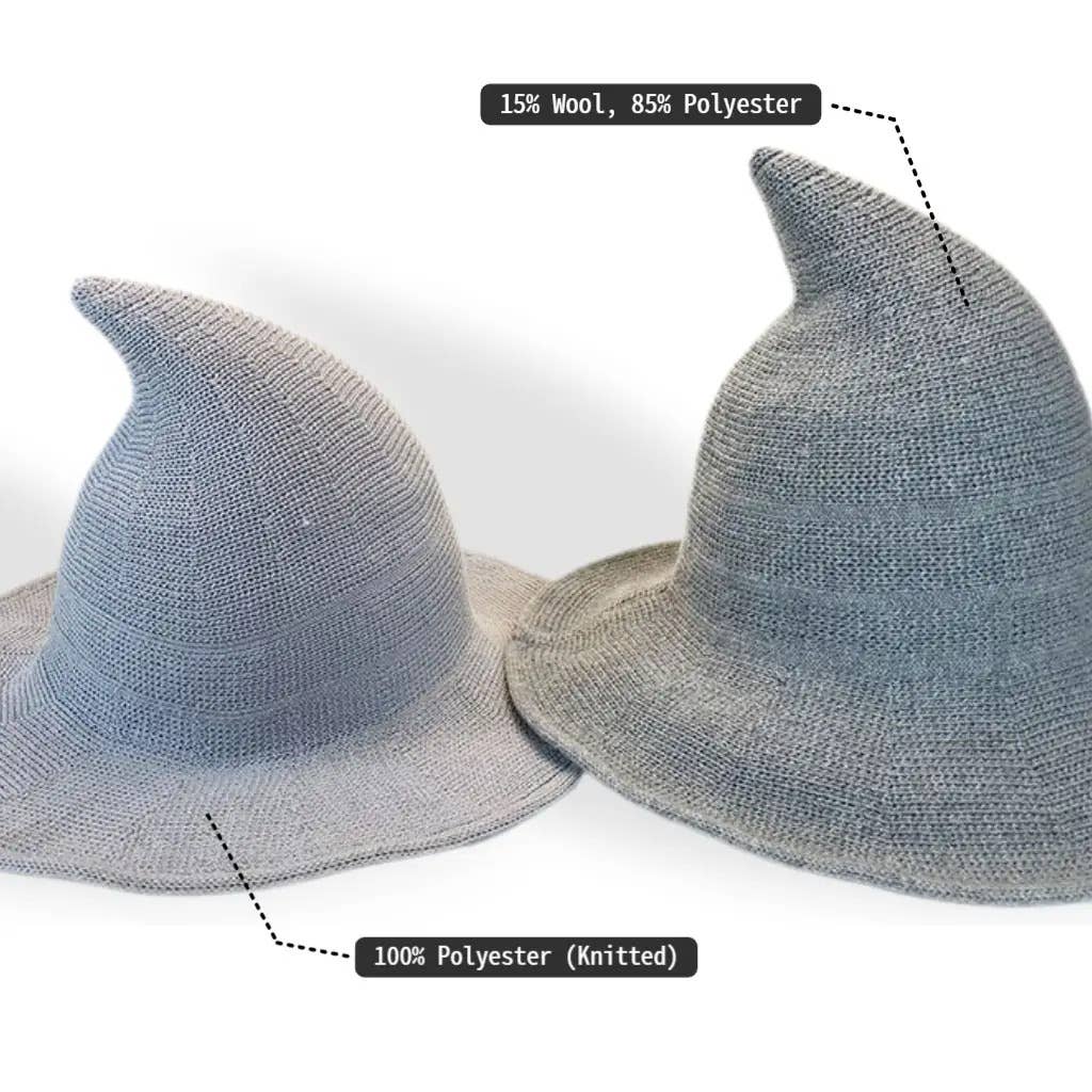 Halloween Knit Witch Hat, Wide Brim Pointed Top_CWAH0616