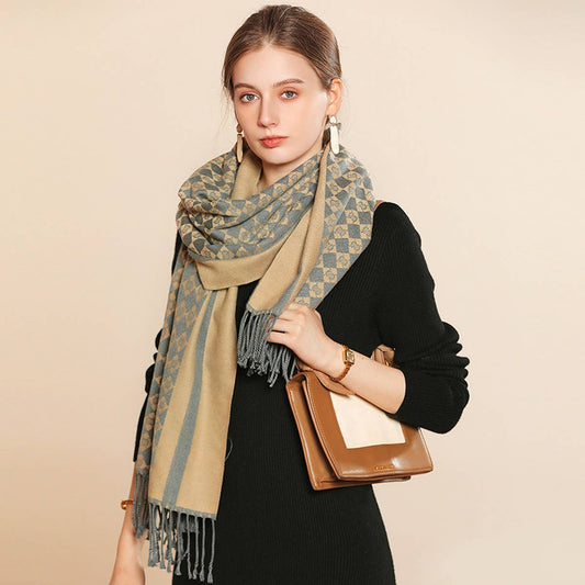 WINTER LETTER PRINTED SCARF TASSEL BLANKET SHAWL