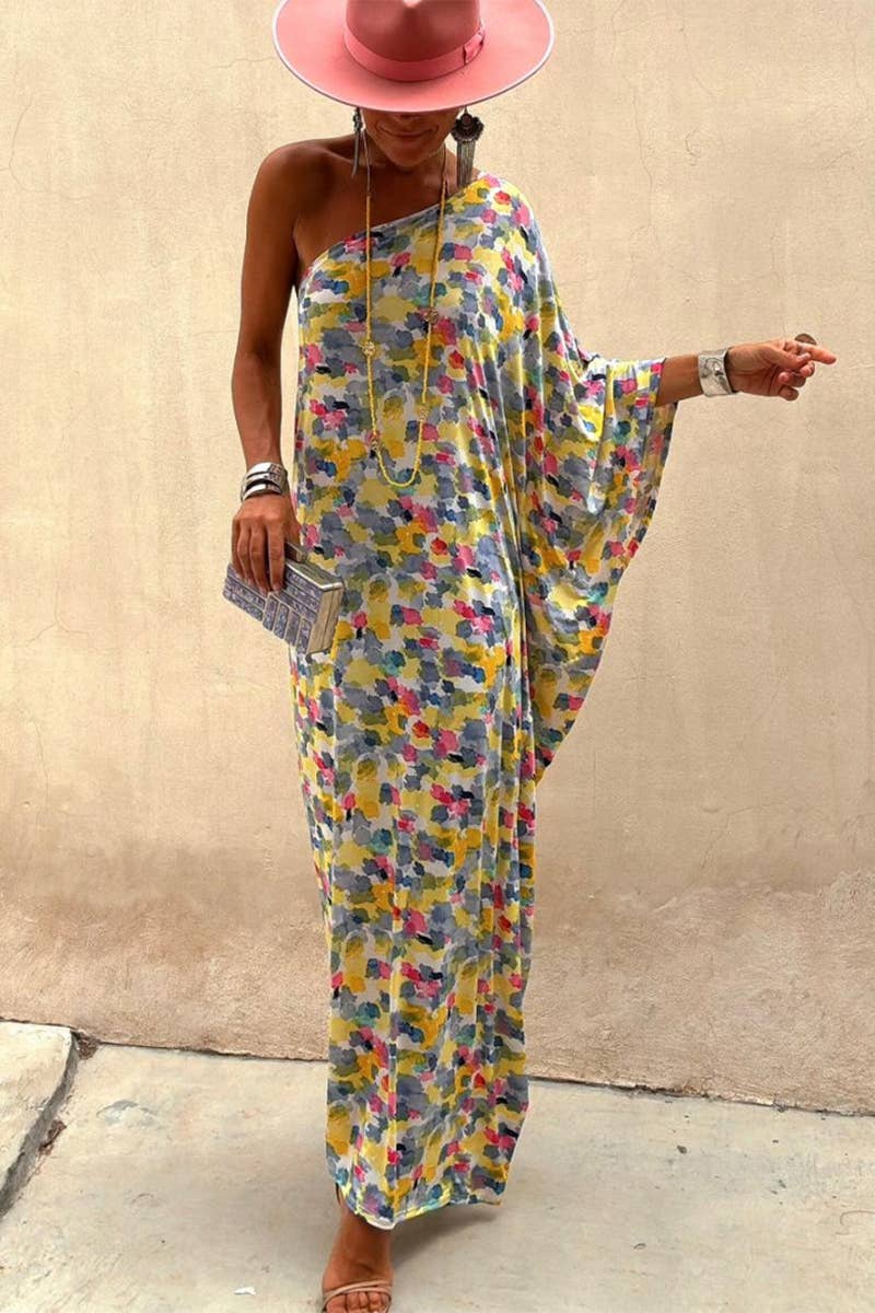 CWDMD5860_PRINTED OFF-SHOULDER LOOSE DRESS