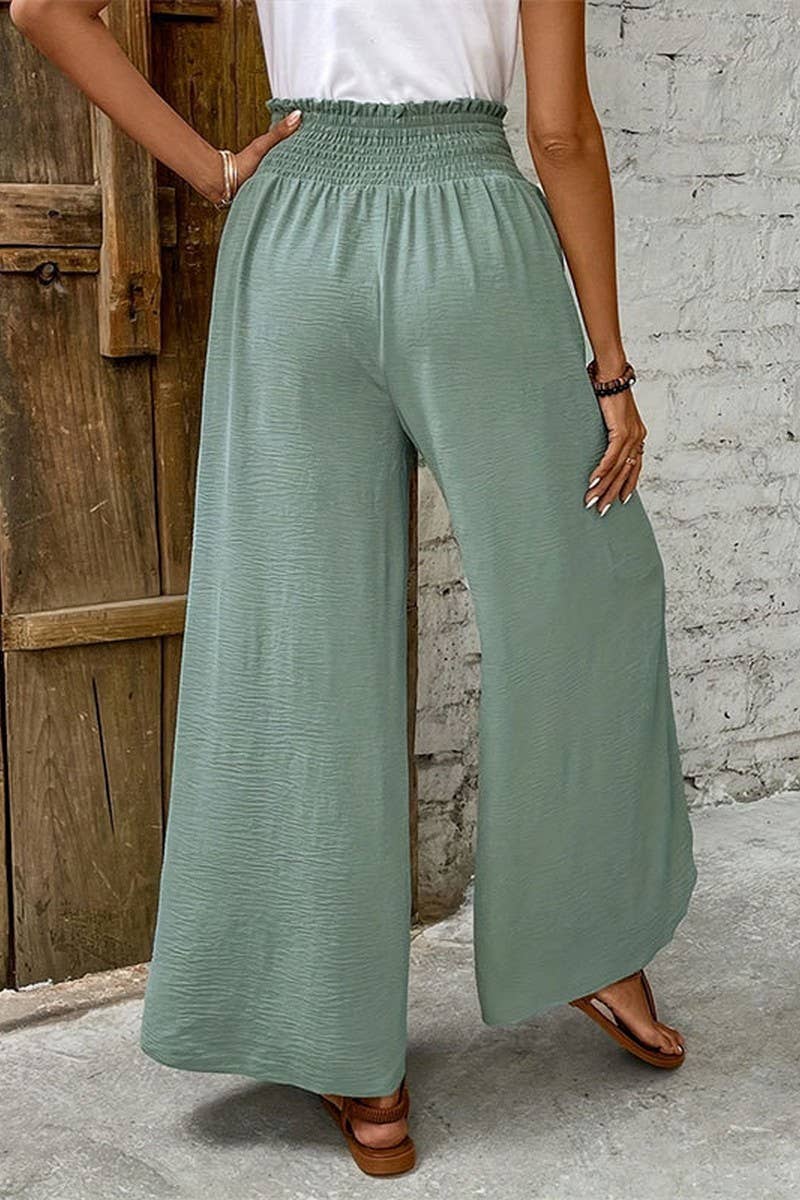CWBLP1934_COMMUTER ELASTIC WAIST IRREGULAR WIDE LEG PANTS