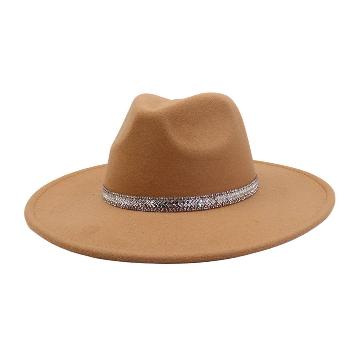 Men & Women Wool Blend Fedora Hat Heart Top_CWAH04376