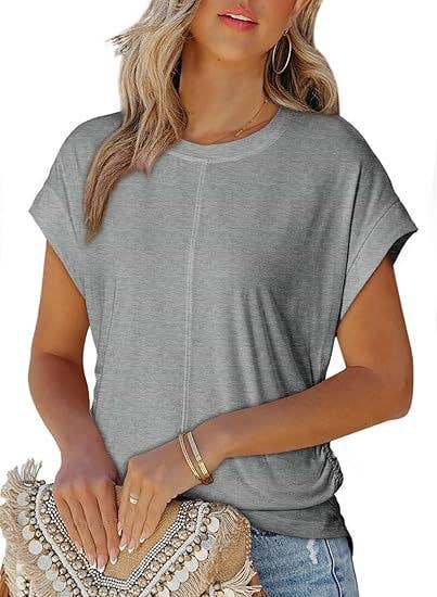 Women¡¯s Fashion Pleated Side Raglan Sleeve Tee