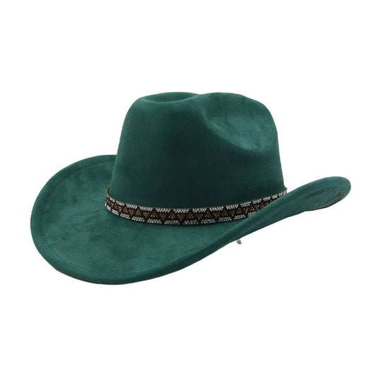 Men & Women Suede Cowboy Fedora Ethnic Design_CWAH04420