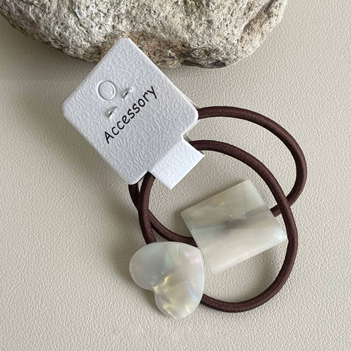 GEOMETRIC SQUARE FASHION HEART HAIR SCRUNCHIES