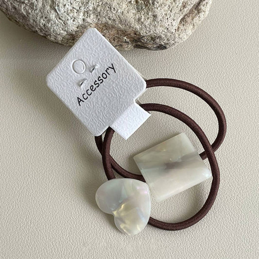 GEOMETRIC SQUARE FASHION HEART HAIR SCRUNCHIES