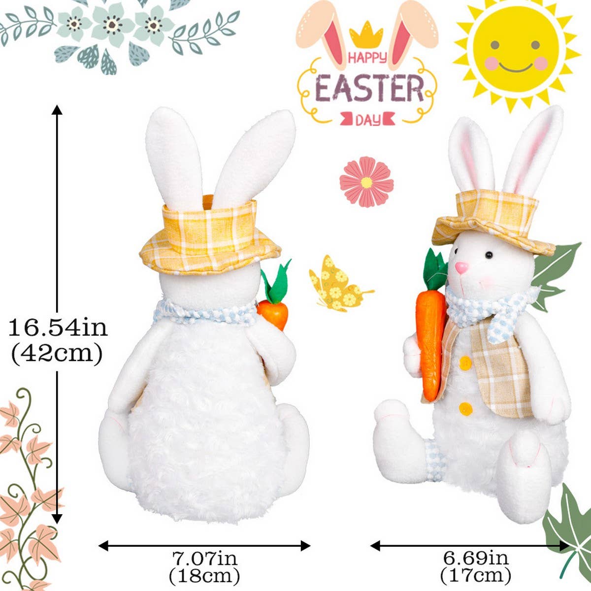 EASTER LIGHTED BUNNY DOLL BUNNY ORNAMENTS