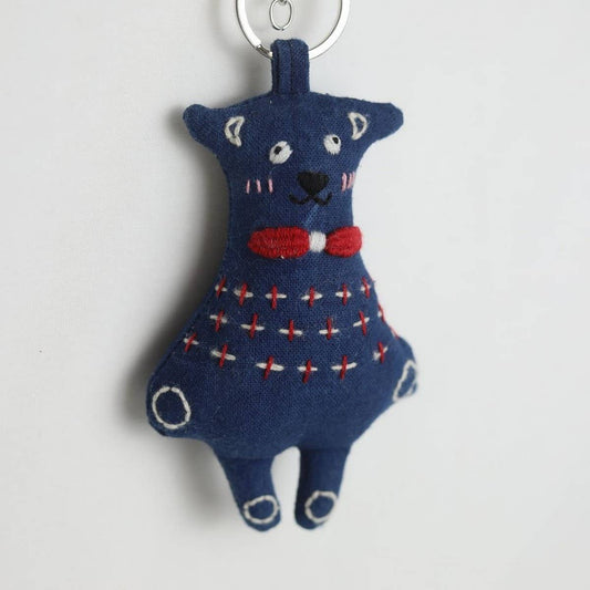 Hand-Embroidered Red Bow Tie Plush Charm