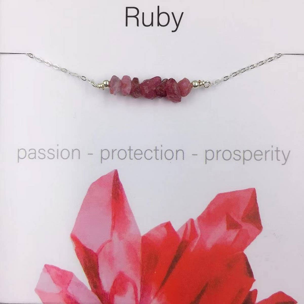 SILVER CHAIN NATURAL STONE NECKLACE WITH CARD