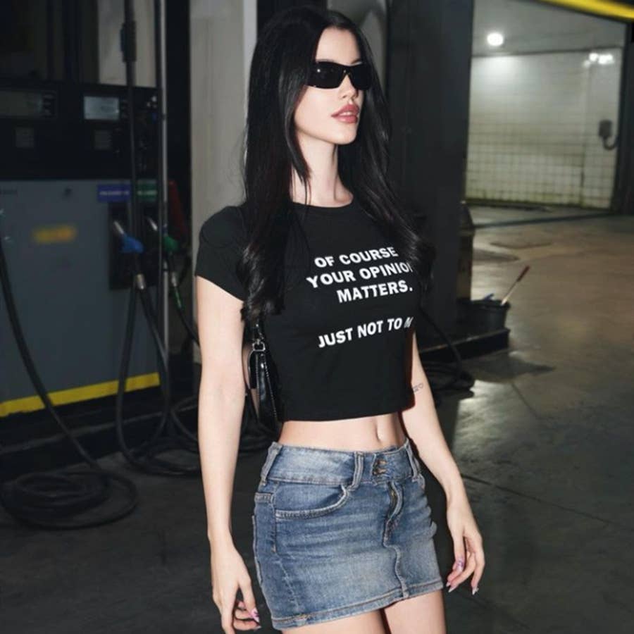 Street style INS trendy slim fit crop tee