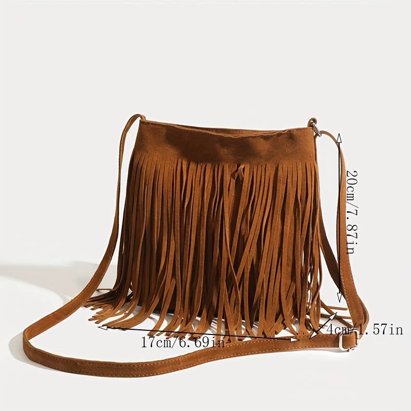 Retro Western denim tassel saddle bag