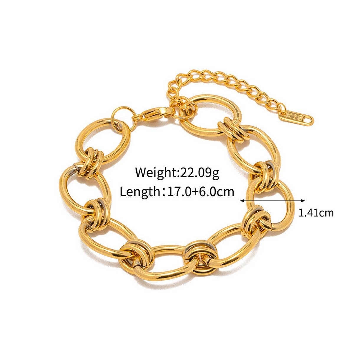 18K Gold & Silver Chunky Chain Bracelet Steel_CWAJE4651