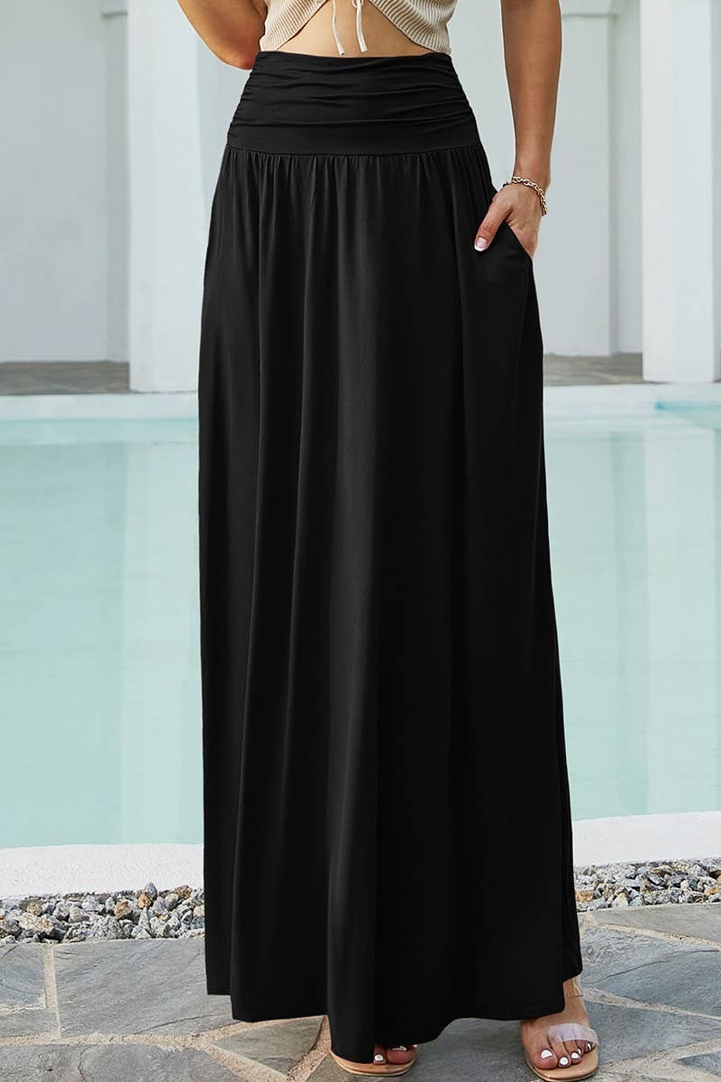 CWBLS116_CASUAL LONG LENGTH MAXI STYLE WAIST LIGHT SKIRT