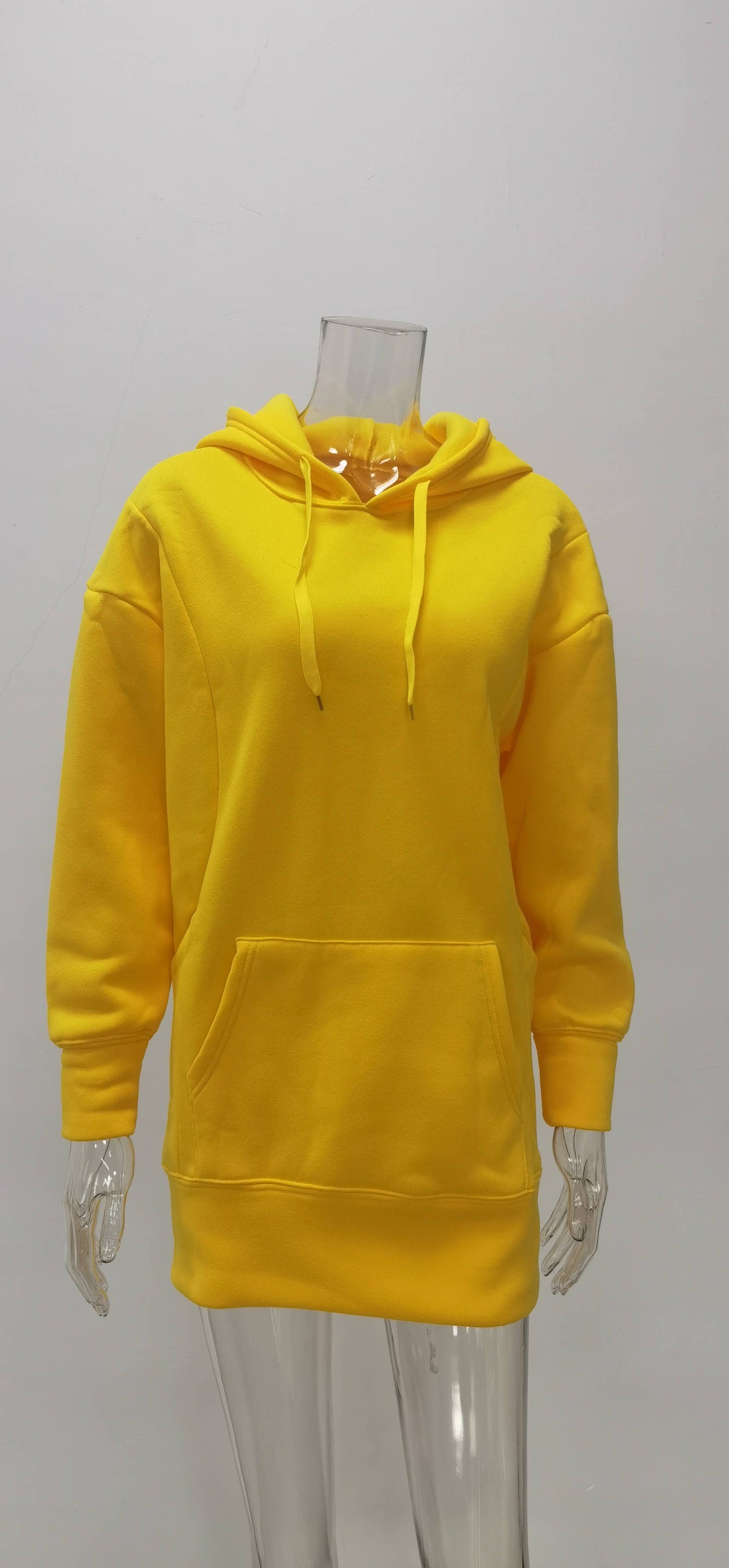 Solid-color with hood and loose fleece hoodie