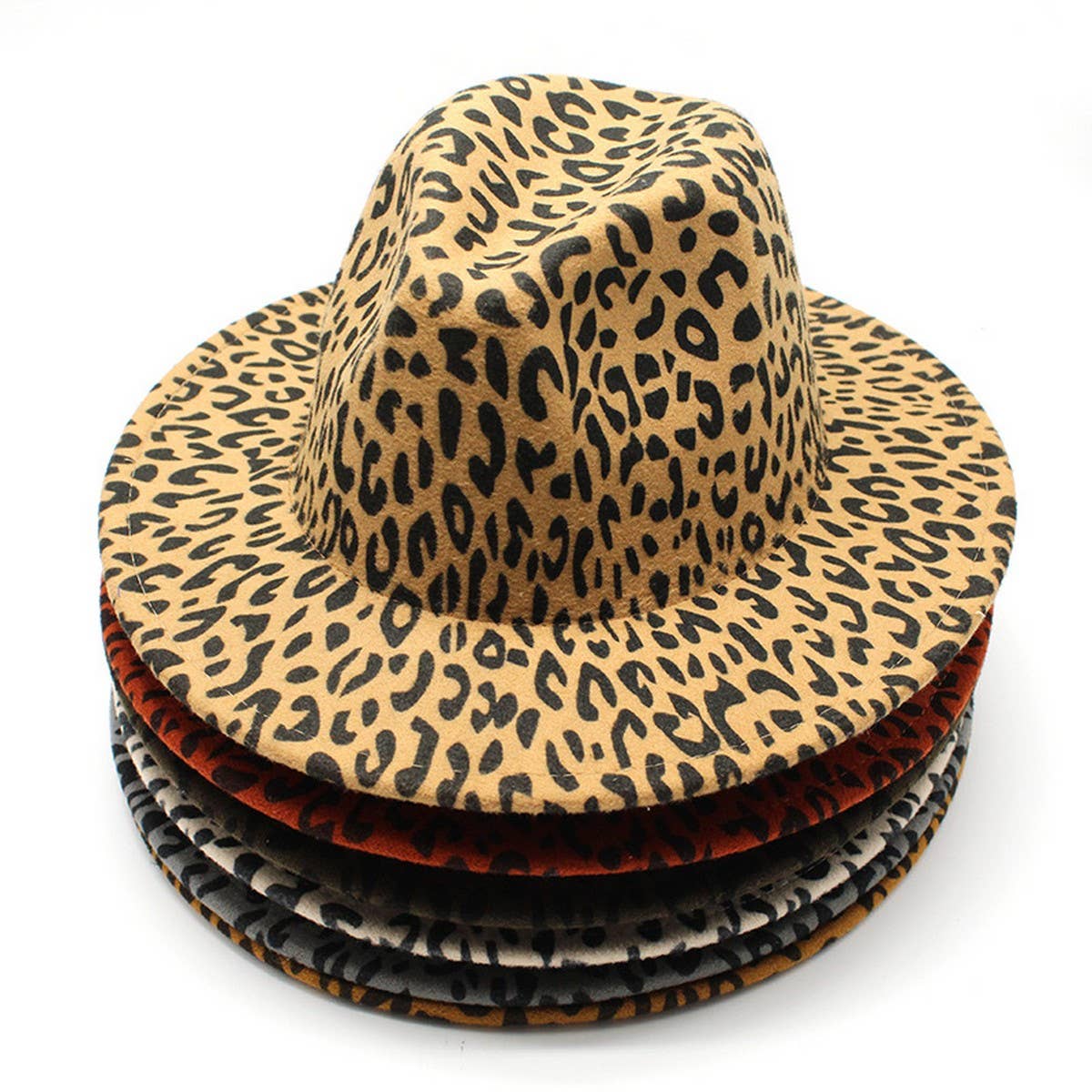 FEDORA HAT LEOPARD PRINT HAT JAZZ WIDE BRIM HAT_CWAH2545