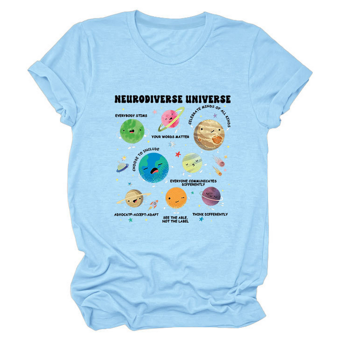 Casual Cute Tee ??Neurodiverse Universe Design_CWTTSL0513