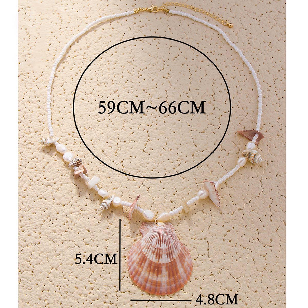 BEACH SHELL OCEAN SCALLOP PENDANT NECKLACE_CWAJE1561