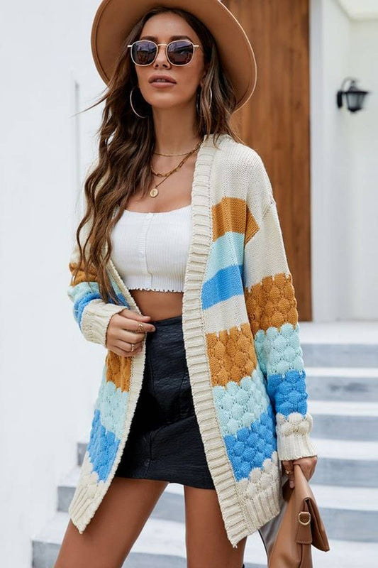 CWOCAL0771_CASUAL CONTRAST COLOR MID-LENGTH SWEATER COAT