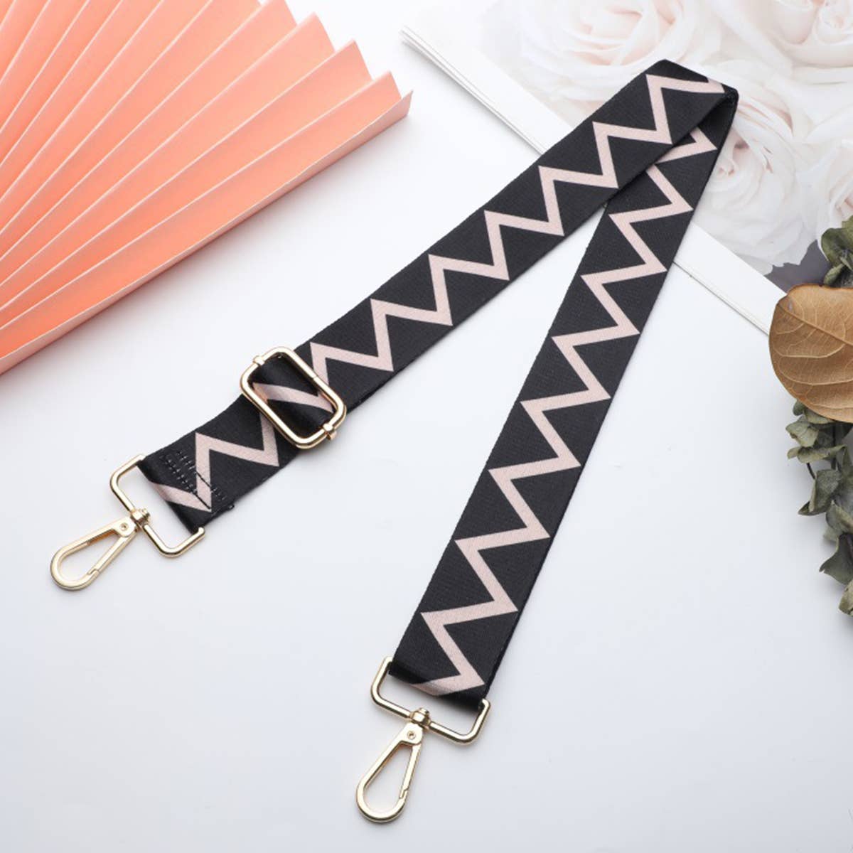 WOMEN COLOR GEOMETRIC STRIPES ADJUSTABLE BAG STRAP