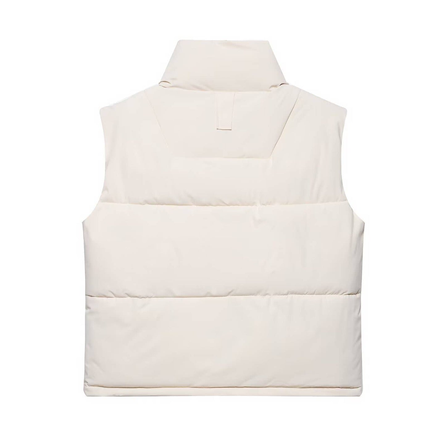 Simple sleeveless stand-up collar zip-up vest