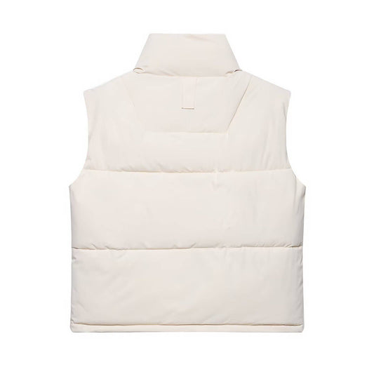 Simple sleeveless stand-up collar zip-up vest