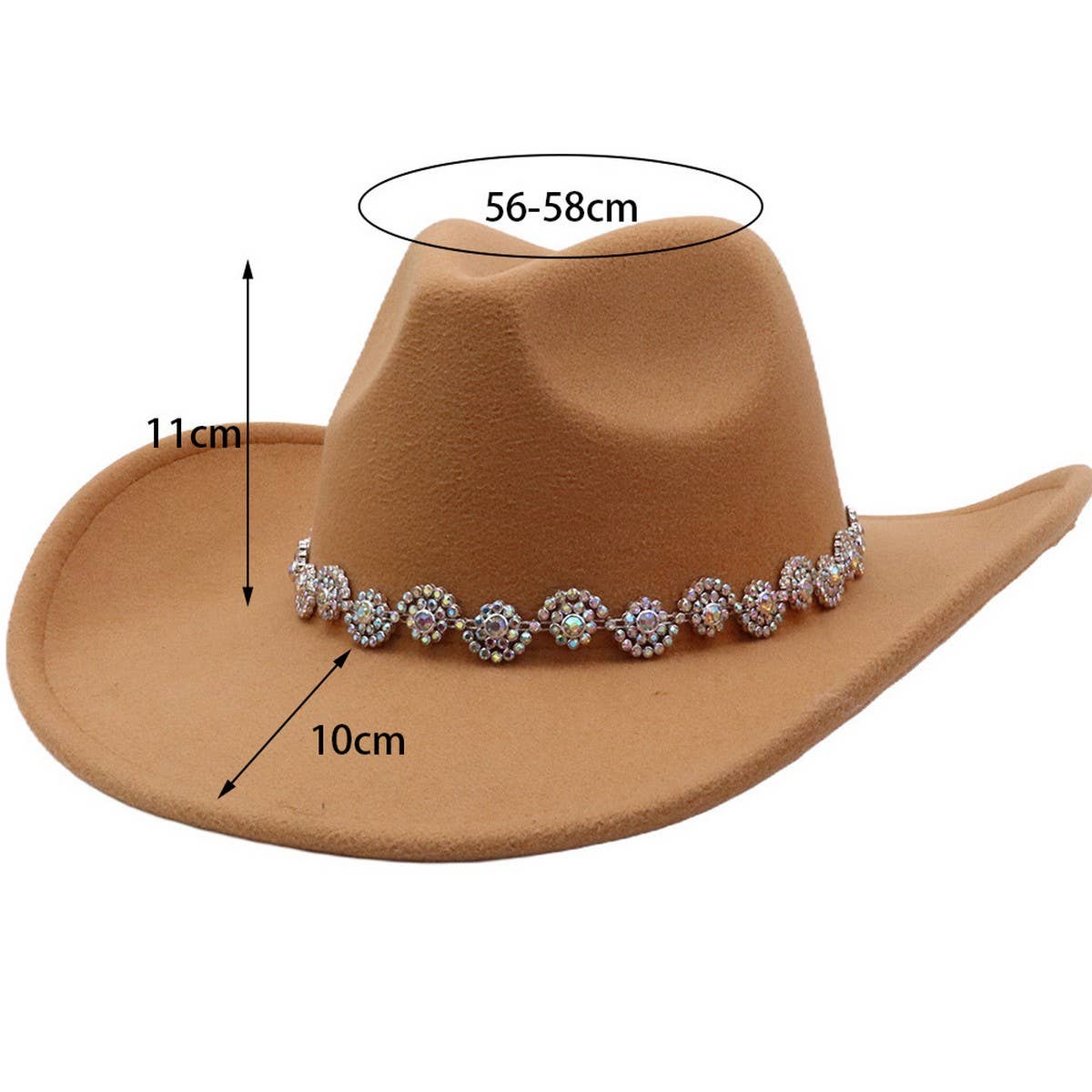 Western Ethnic  Felt Cowboy Fedora Hat_CWAH04373