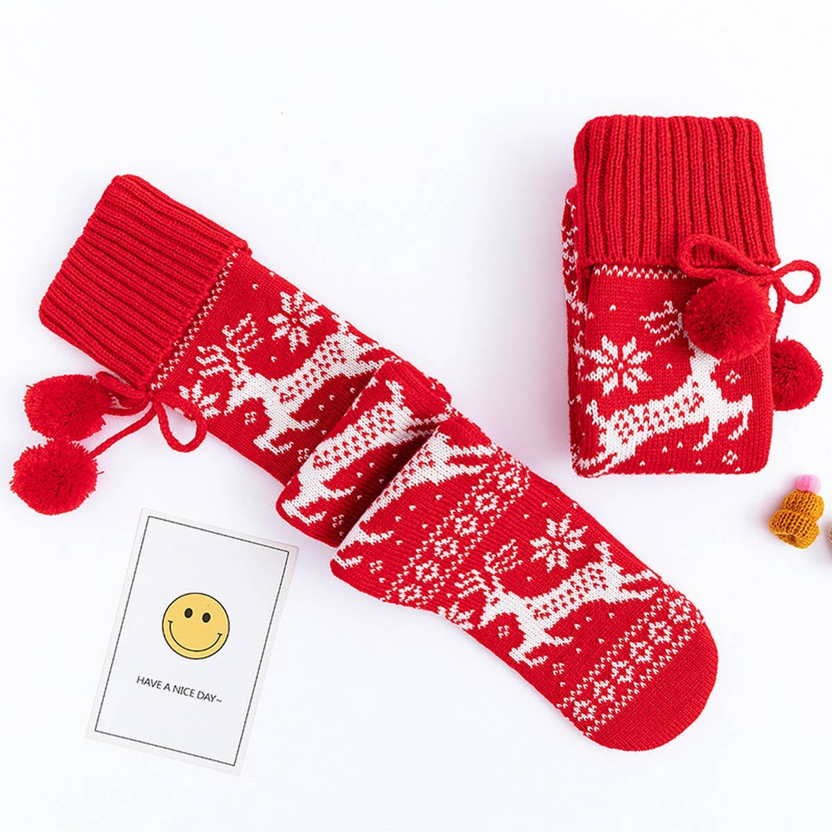 CHRISTMAS ELK BALL LONG KNEE-HIGH SOCKS